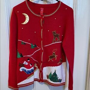 Festive Red Christmas Cardigan